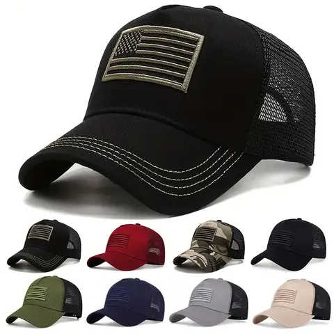 USA Flag Mesh Baseball Cap Summer Breathable Hat Men Women Tactical Hats Unisex Hip Hop Caps Outdoor Sport Trucker Hats
