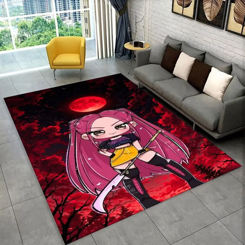 KPop D-Demon H-Hunters S-Saja Cartoon Non-Slip Area Rug for Living Room Bedroom Playroom,Carpet Floor Mat for Home Decor Holiday