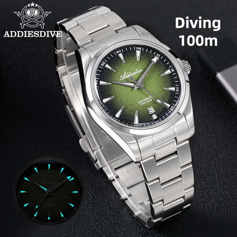 

ADDIESDIVE модные мужские автоматические механические часы reloj hombre AD2527 AR с покрытием пузырьковое зеркальное стекло 100 м водонепроницаемые новые часы