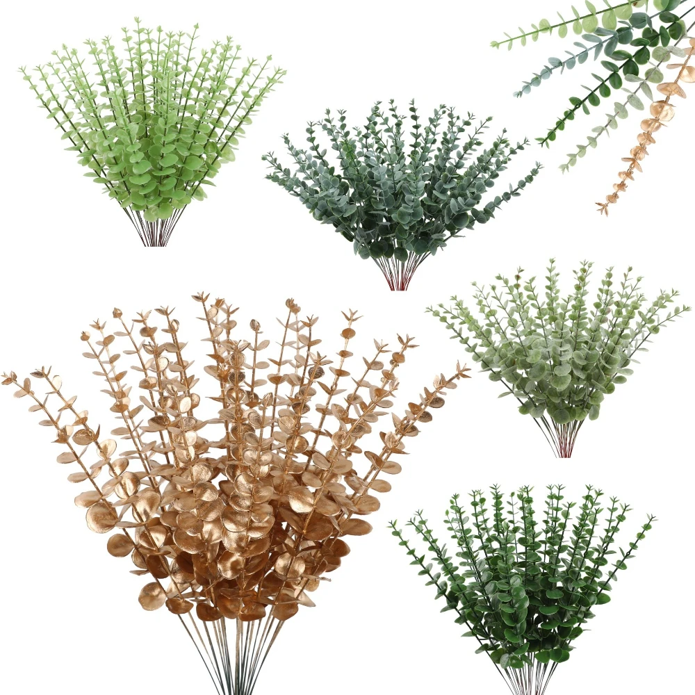 

24pcs Artificial Plants Fake Eucalyptus Leaves Stems for Courtyard Porch Patio Yard Balcony Wedding Arrangement DIY Flower Decor