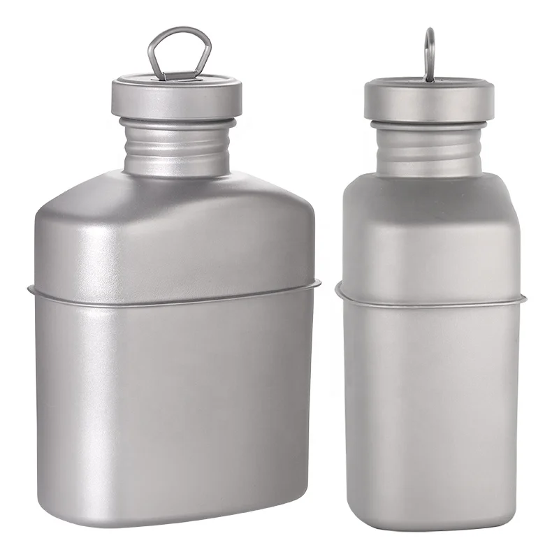 Outdoor Titanium Kettle Set 1100ml Sports Kettle and 750ml Titanium Lunch Box Camping Water Bottles Water Cooker