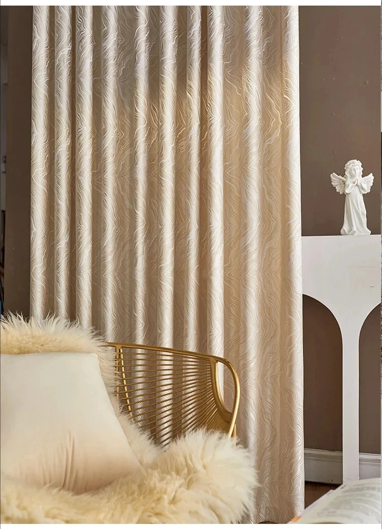 High-Precision Texture Jacquard Curtains for Living Room and Bedroom Modern Nordic Luxury Window Drapes Thicken Custom Decor