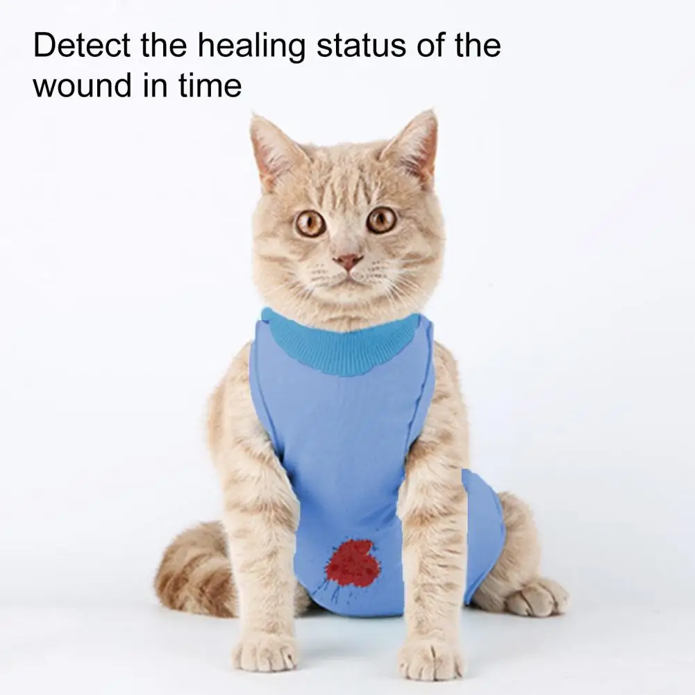 Ropa de recuperación de gatos de tamaño Flexible, traje de recuperación de gatos transpirable para cirugía de gatitos femeninos, esterilización Abdominal para la piel de los gatos