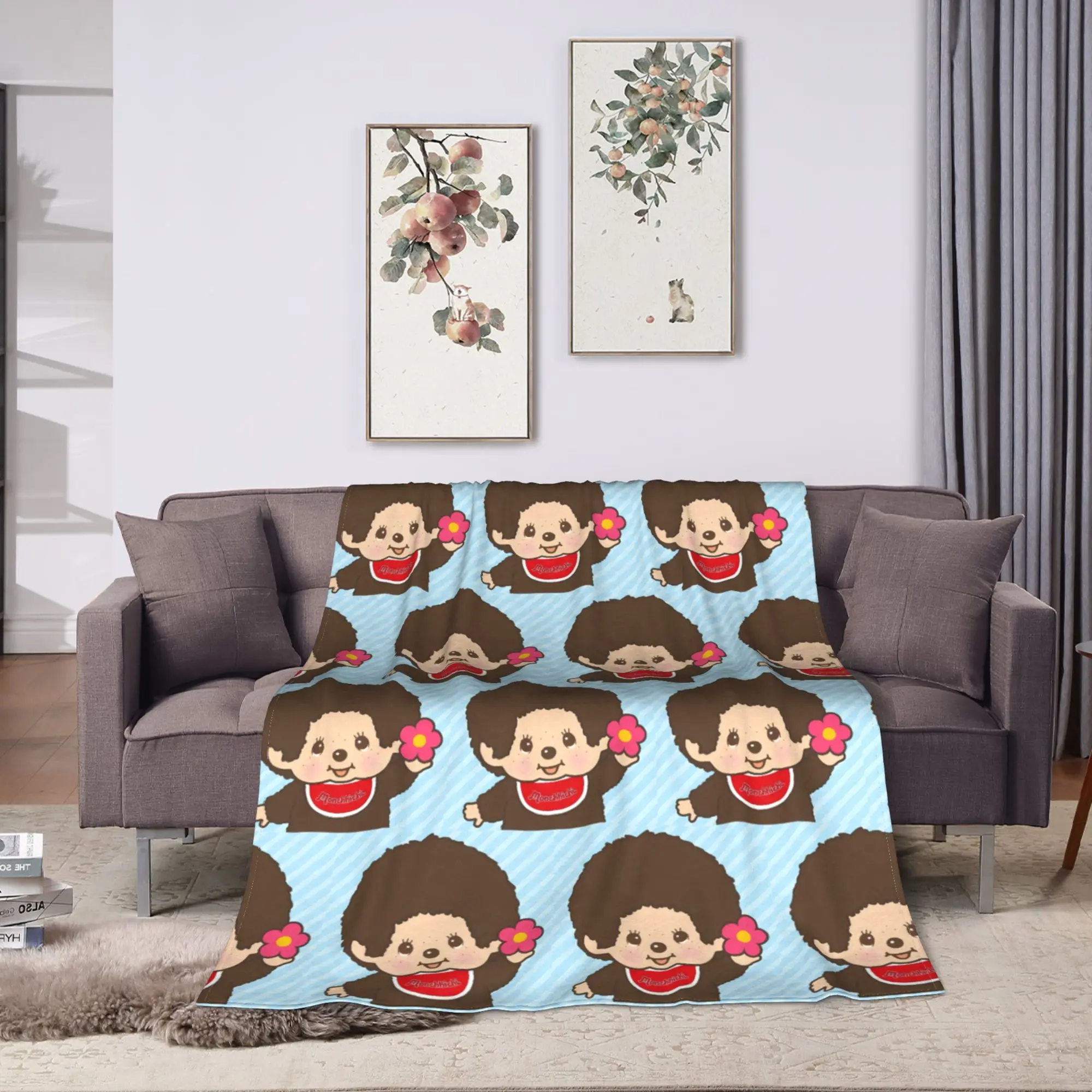 Cute Monchichis Blanket Quality Soft Warm  Throw Blanket Autumn Children Home Decor Novelty Bedspread