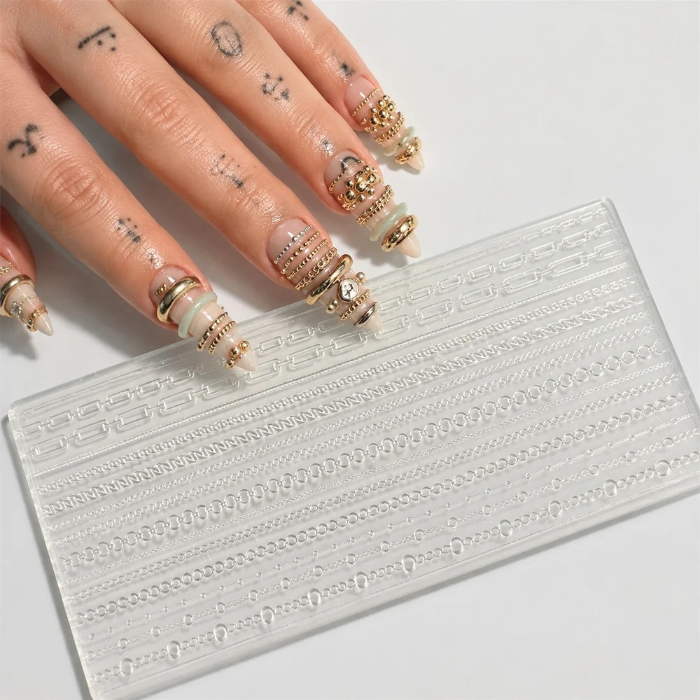 1Pc DIY Manicure Chain Silicone Mold 3D Simulation Metal Chain Effect Nail Mould Professional Nail Art Decor Making Tool