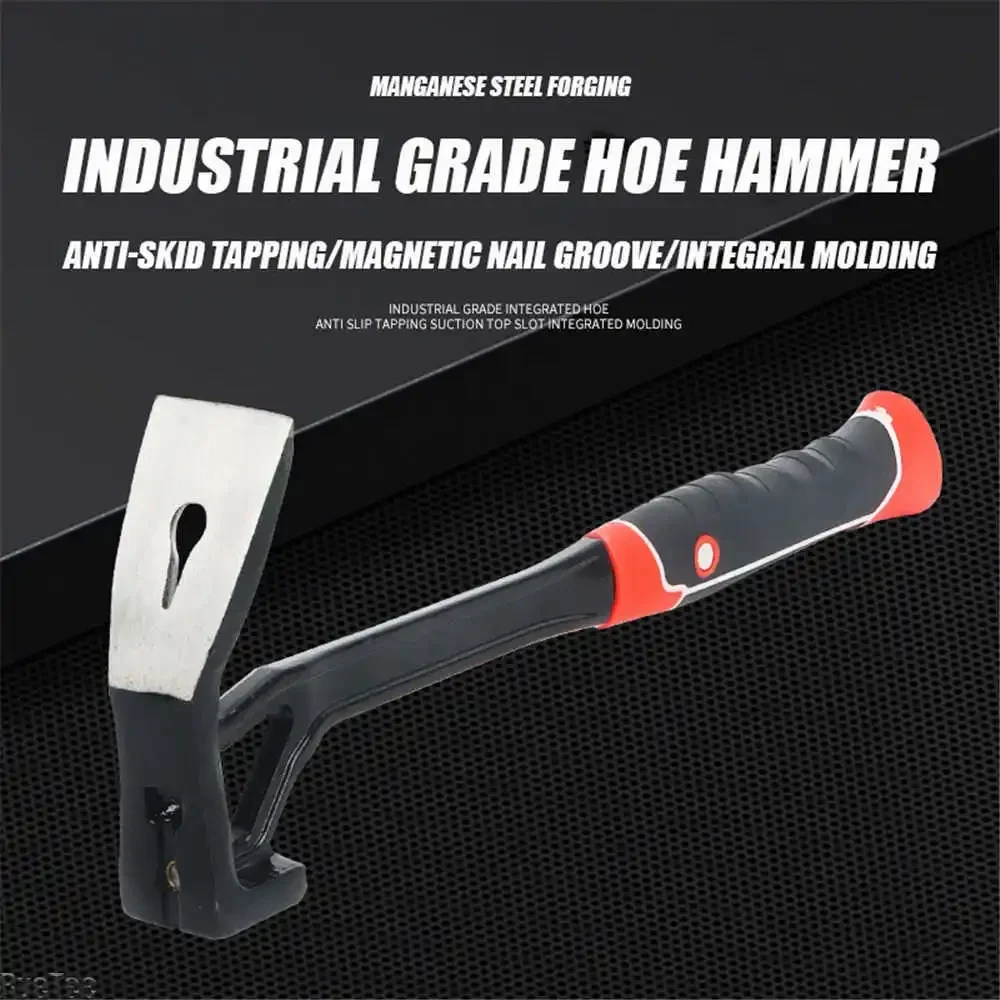 High-carbon Steel Forging Sledge Square Head Hammer with Nail Starter Woodworking Hammer with Ergonomic Shock-Absorbing Handle