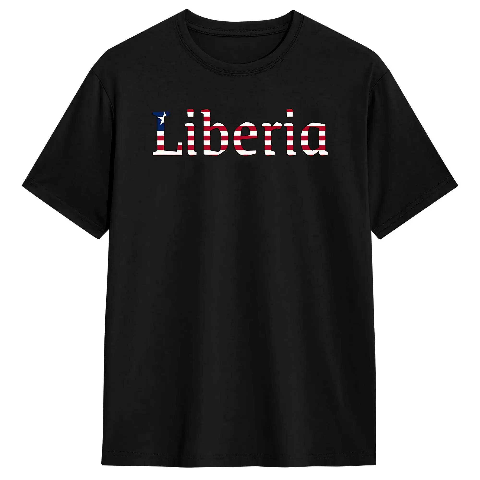 Cool 3D Liberia National Flag Stripes T-Shirts Men O Neck Pure Cotton T Shirts  Short Sleeve Tee Shirt Gift Idea Tops