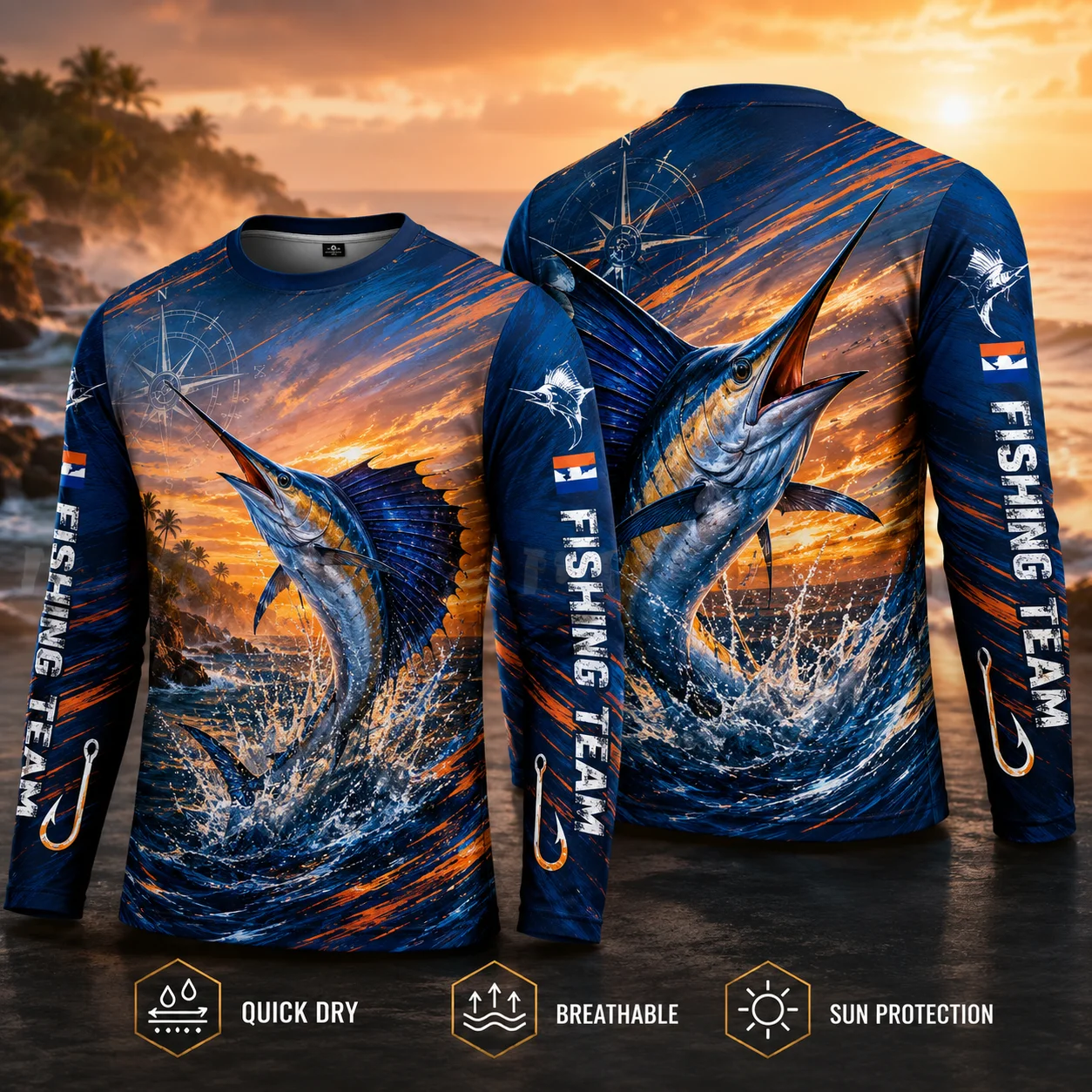 Salmon Fishing Shirt Men Ikan Salmon 3D Fish Print Long Sleeve Quick Dry UPF 50 UV Protection Fishing Jersey Outdoor Angling