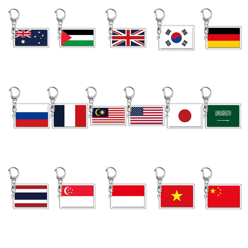 Keychain Decoration National flag Russia Republic of Korea Germany Singapore Cosplay Accessories Pendant Gift