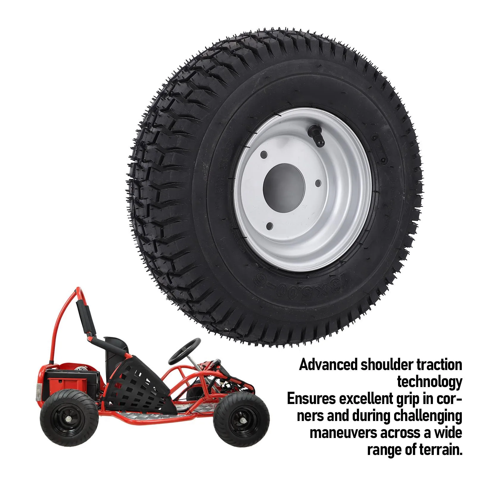 13x5.00-6 Wheel Tire Rubber Wheel Tire and Rim Abrasion Proof Vacuum Tubeless Strong Ply Structure for Mini Bike for Go Kart