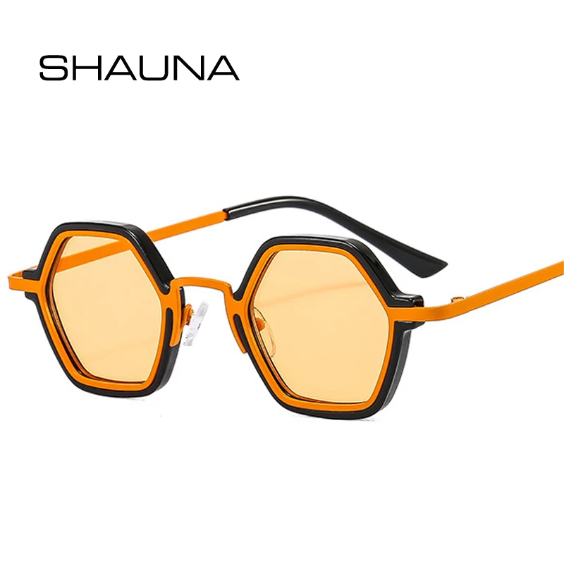 

SHAUNA Retro Punk Men Polygon Square Sunglasses Fashion Clear Ocean Gradient Lens Eyewear Women Trending Sun Glasses UV400