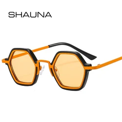 SHAUNA Retro Punk Men Polygon Square Sunglasses Fashion Clear Ocean Gradient Lens Eyewear Women Trending Sun Glasses UV400