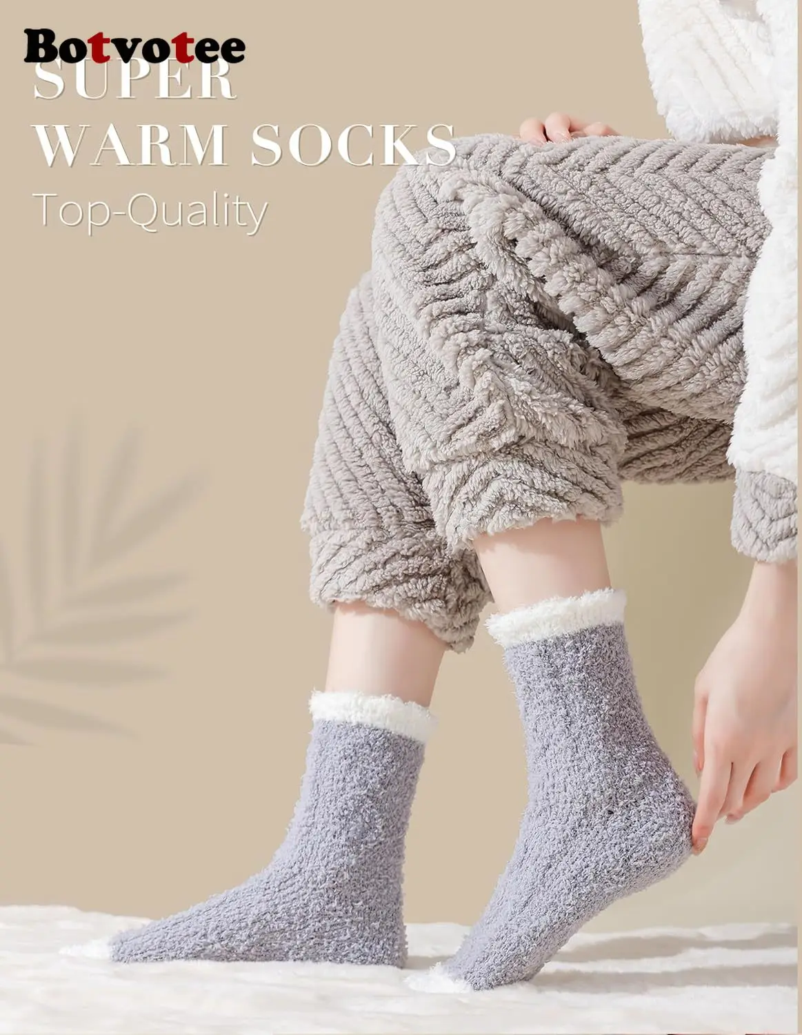 Botvotee Fuzzy Socks Soft Cozy Fluffy Slipper Winter Warm Plush Socks Stocking Thick Comfort Casual Gifts for Women