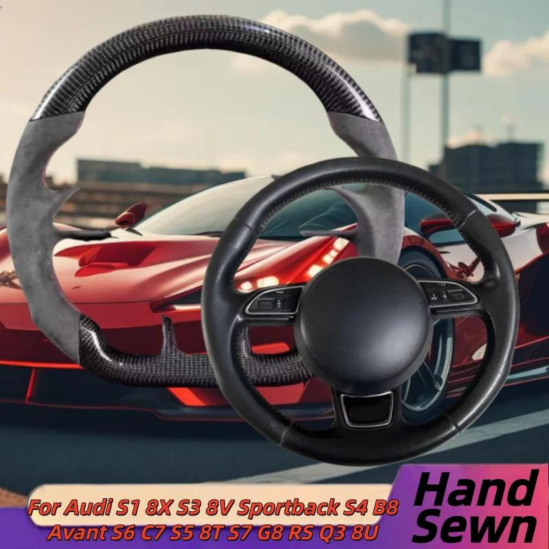 

Hand-Sewn Genuine Leather Car Steering Wheel Cover For For Audi S1 8X S3 8V Sportback S4 B8 Avant S6 C7 S5 8T S7 G8 RS Q3 8U