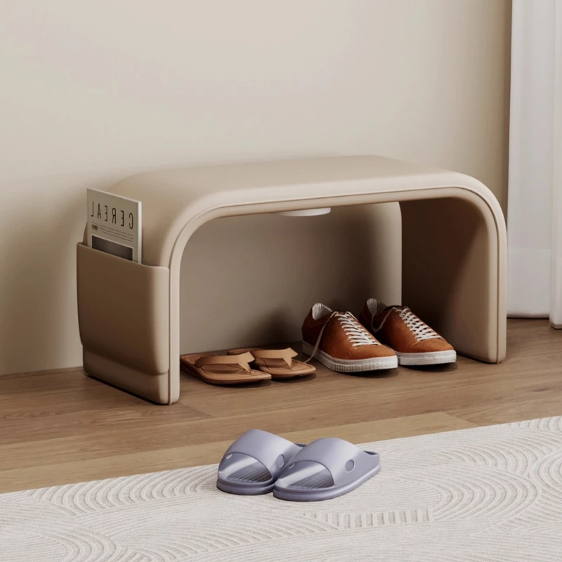 ‌ مسند قدم كريمي حديث، مقعد أحذية ناعم للممر، مقعد منجد مريح، لهجة منزلية راقية