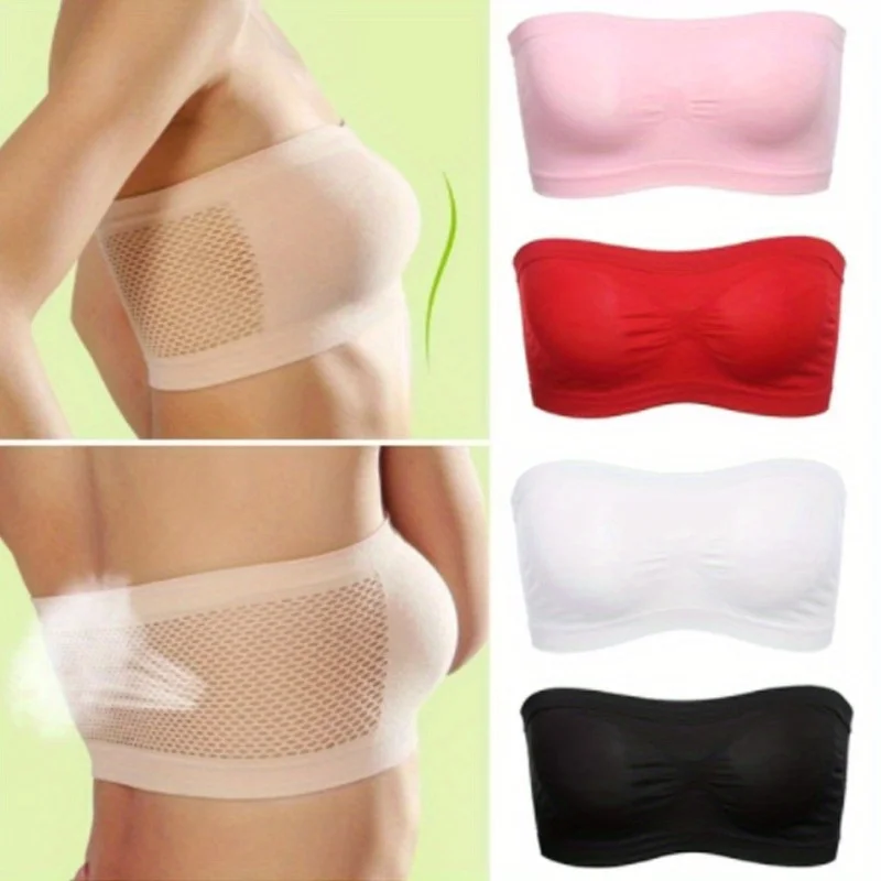 Women’s Strapless Bandeau Bra Soft Stretch Breathable Seamless Mesh No Underwire Comfortable Summer Everyday & Formal Wear image 3