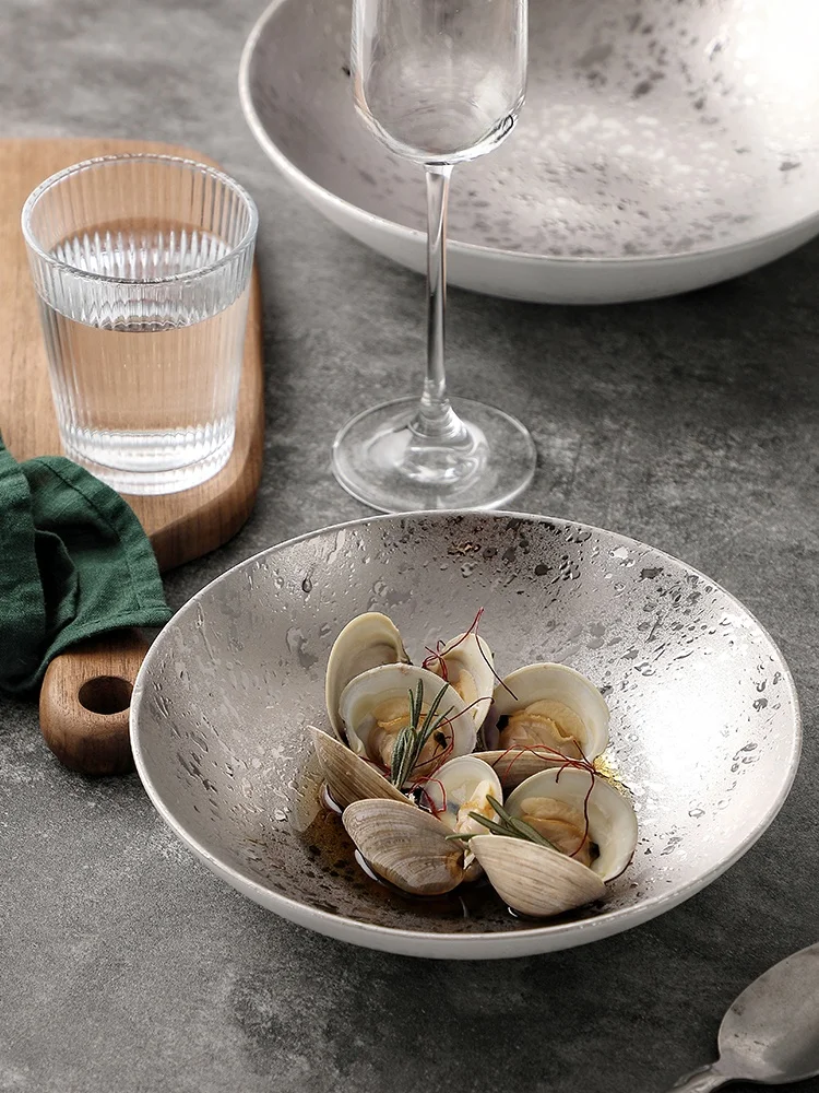 

Silver Cerc Soup Bowl Luxury Sensation Cold Di Plate Creative Salad Bowl Western Dining Diware Large Bowl Serving Plate