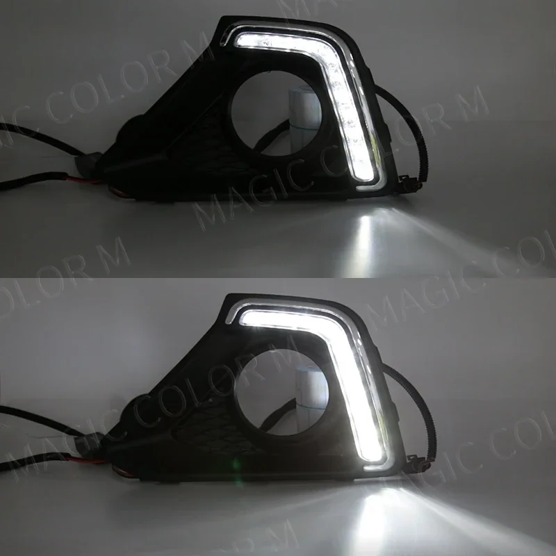 LED Fog Lamp For Hyundai I10 GRAND 2014 2015 2016 DRL Daytime Running Lights Signal Lamp Assembly Waterproof Car Accessories