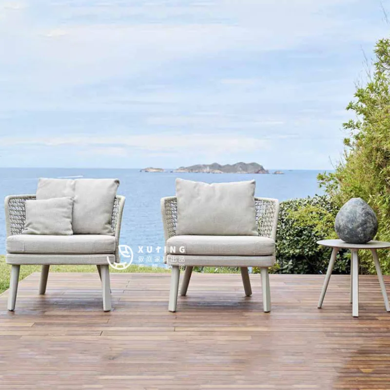 Southeast Asian furniture, outdoor indoor and outdoor rattan woven chairs, Nordic simple rattan sofa hotel model room, leisure