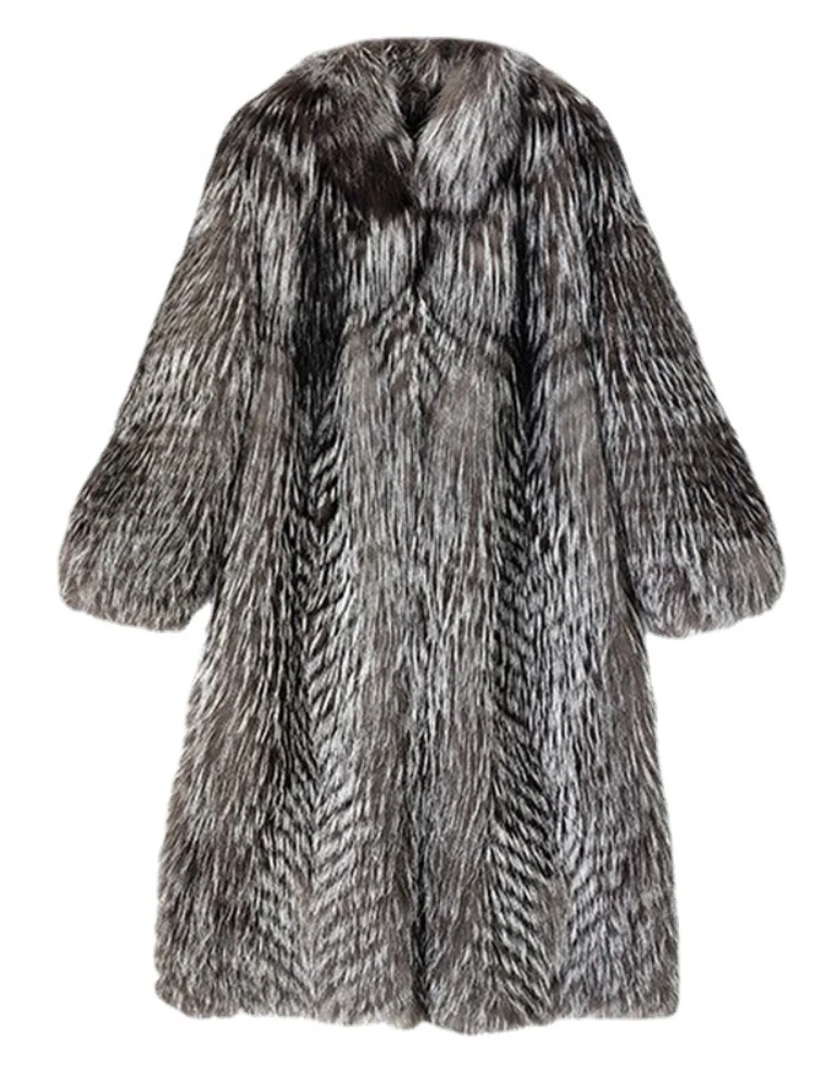 Cappotto da donna in pelliccia di volpe sintetica invernale spesso soffice manica lunga tuta sportiva calda giacca lunga in pelliccia di lusso elegante Mujer Bontjas Shaggy Cappotti