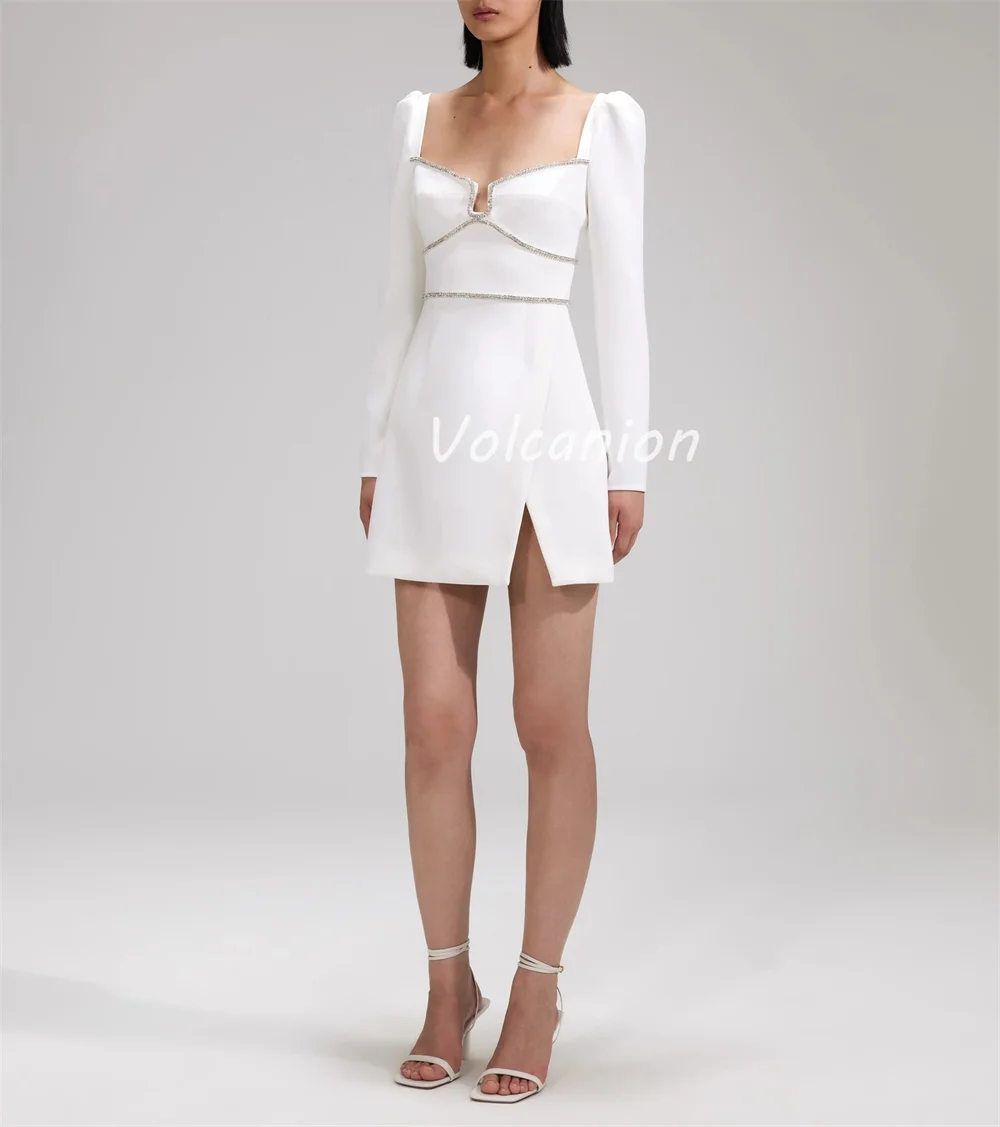 Customized High Quality Classic Jersey Sequined Pleat Square Neck Mini Dresses Bespoke Occasion Dresses Modern Style Fashion