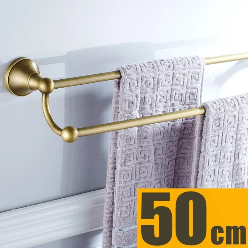 Antique Brass Double Towel Bar Wall Mounted Towel Rail Rack Bathroom Accessories Holder