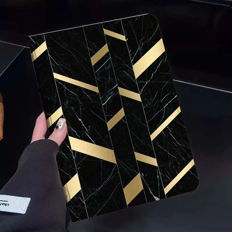 

Black Gold Chevron Pattern Tablet Case For Huawei Honor MatePad MediaPad Air 5 6 7 11 V6 V7 V8 V9 X9 X8 T10 T10s C5e T5 Gift