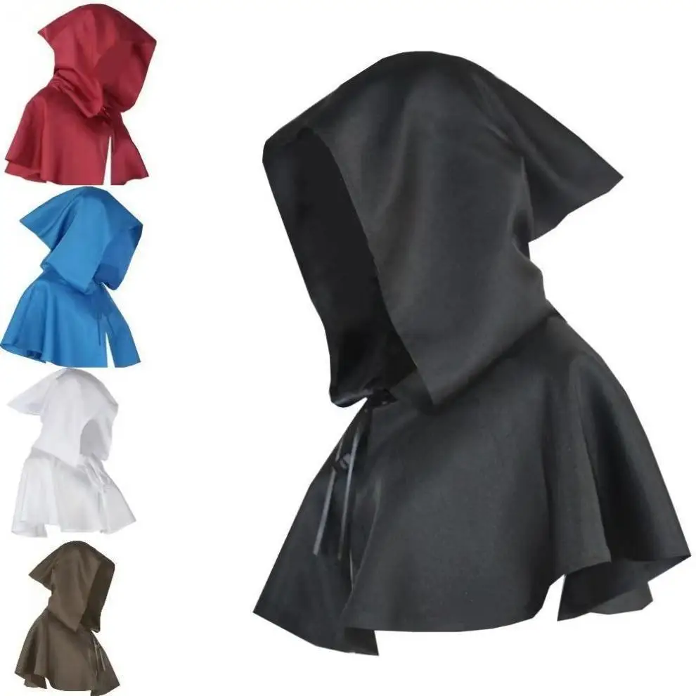 Adult Youth One Size Fits All Medieval Death Cloak Hooded Wizard Headgear Shawl Halloween COS Costume Accessory