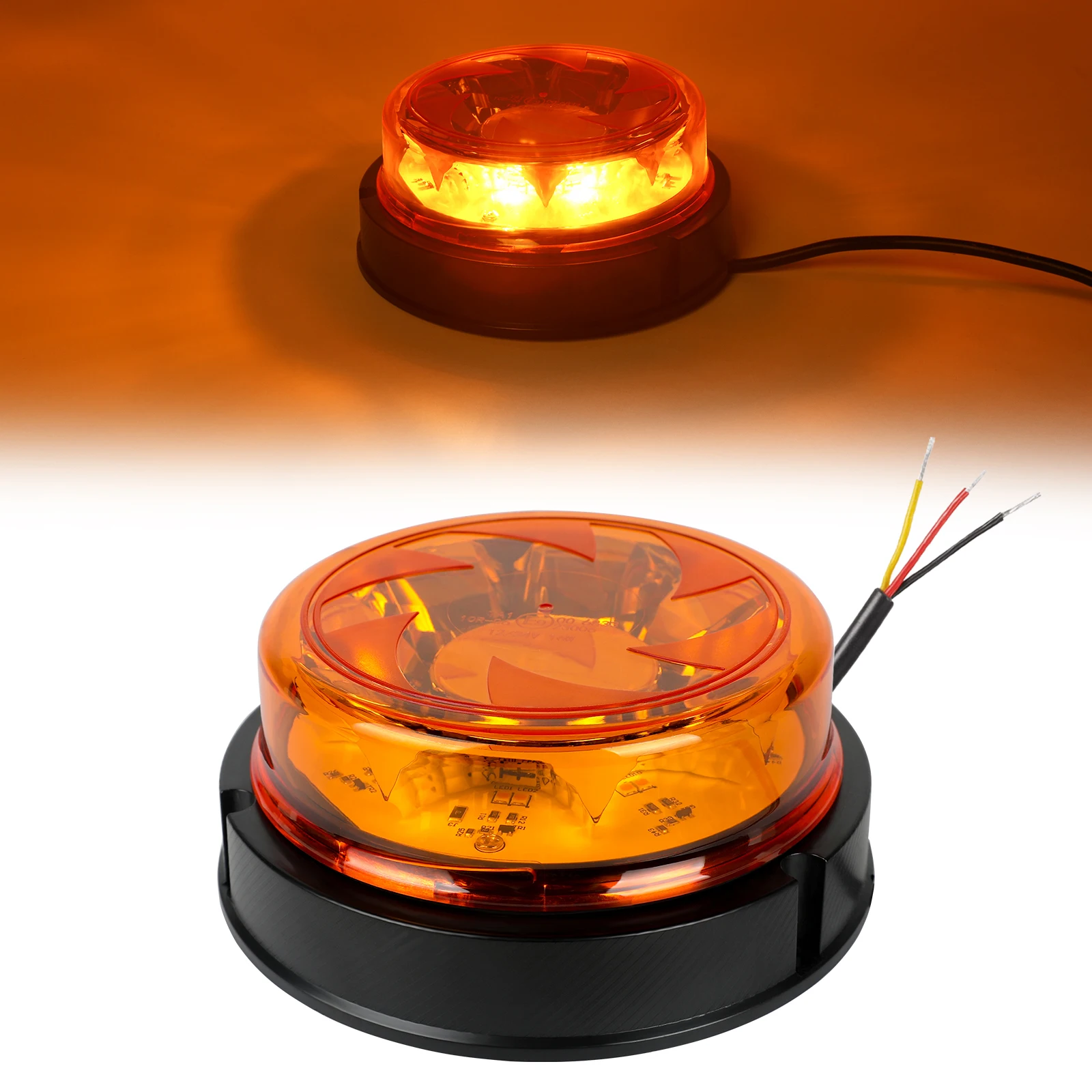 12v-24v Emergency traffice Lights Vehicles Amber LED Strobe Warning lights with Mount Cars Truck Tractors Snow Plow Constructio