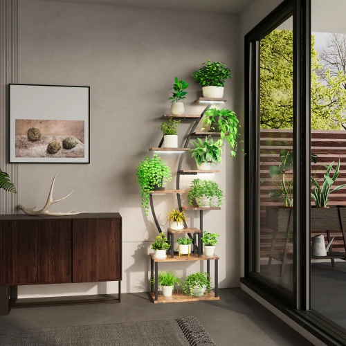 Plant Stand Indoor with Grow Lights, 9 Tiered Indoor Plant Stand, 63