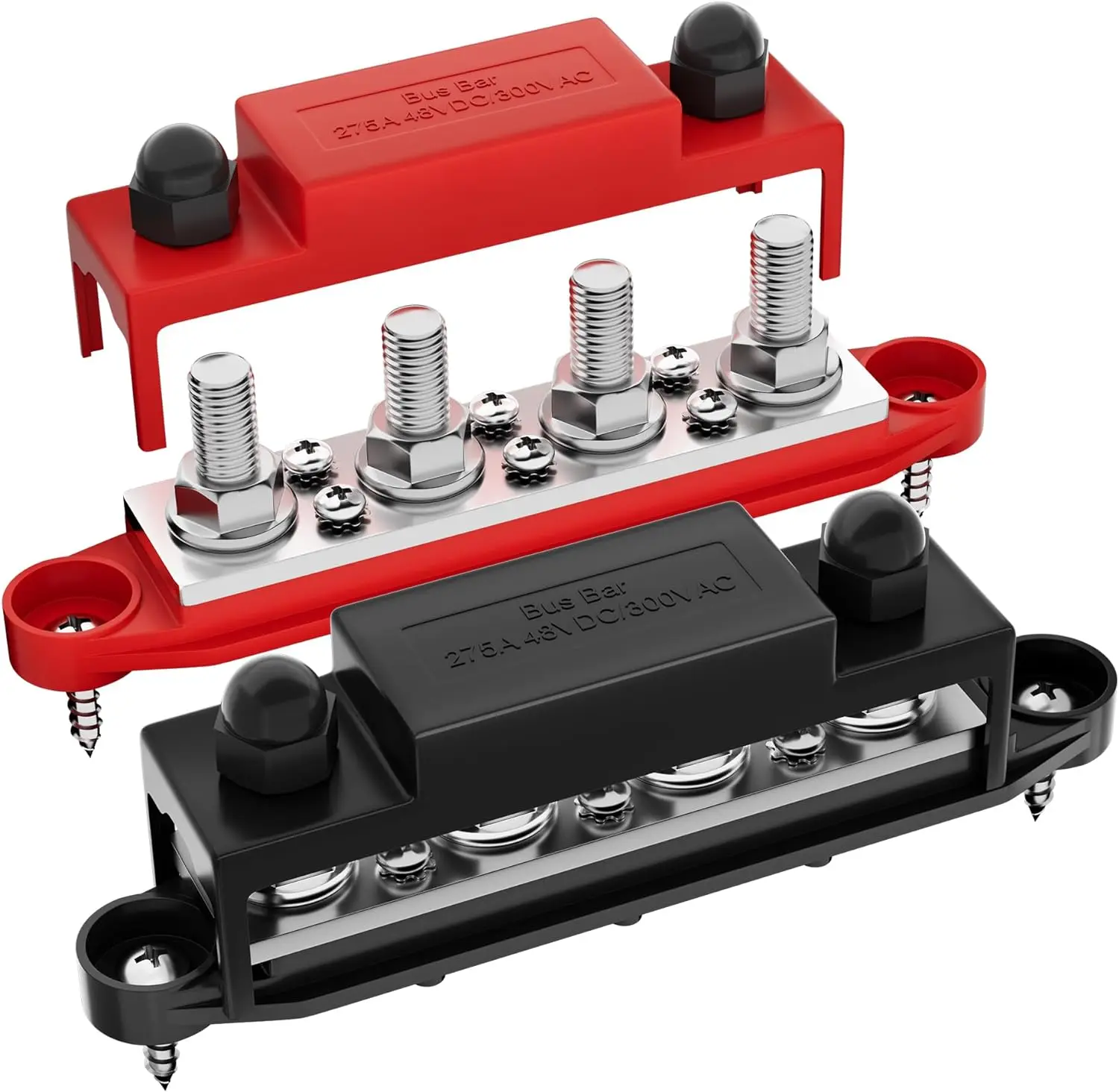 DaierTek Upgrade 275A 12V Bus Bar Battery Power Distribution Block Car Audio 12 Volt DC Busbar 4 x 3/8