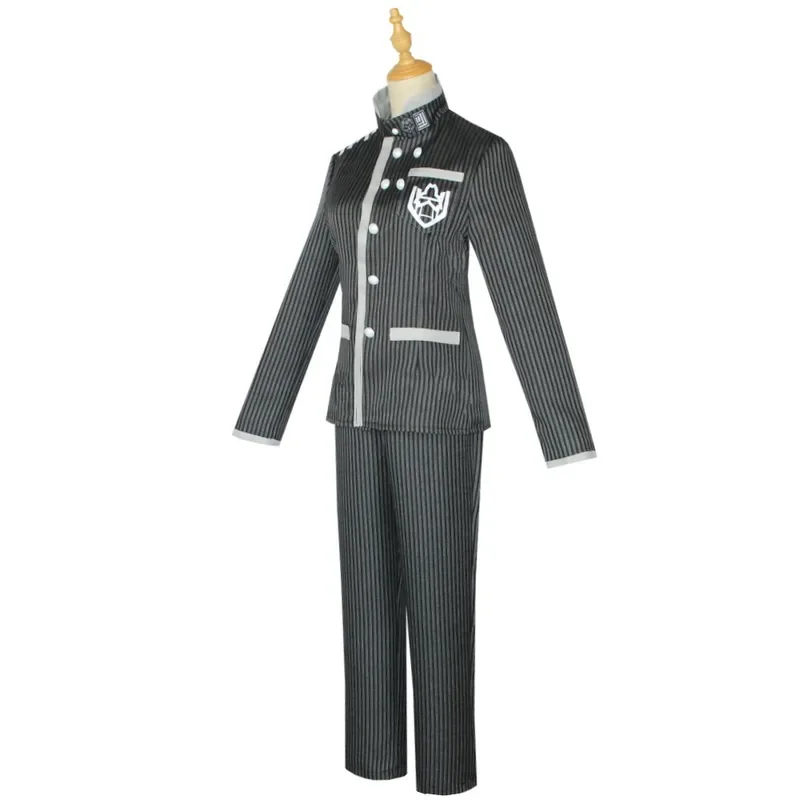 Novo dangan ronpa shuichi saihara cosplay traje preto danganronpa v3 chapéu calças superiores peruca curta vestido de halloween uniforme escolar masculino