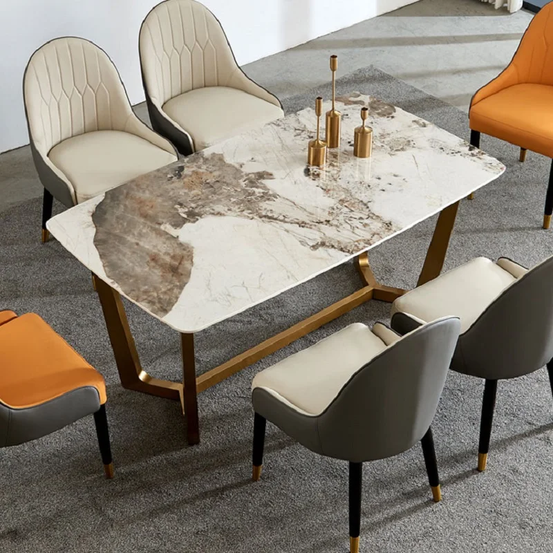 Rock Plate Dining Table and Chair Combination Modern Simple Dining Table Nordic Light Luxury Household Small Unit Table