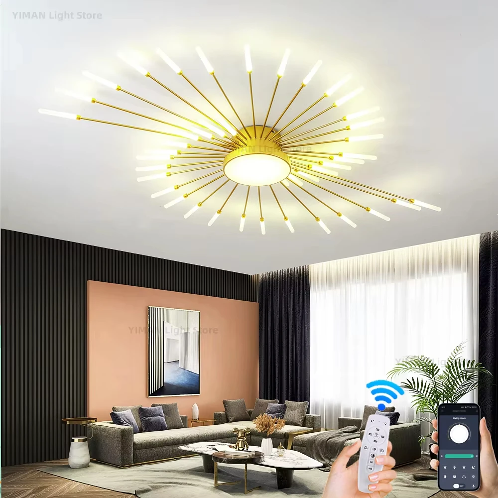 Led Firework Ceiling Light Dimmable For Living Room Bedroom Luster Lamps Luminaire Milk Chandelier Dining Room LED Ceiling Lamp