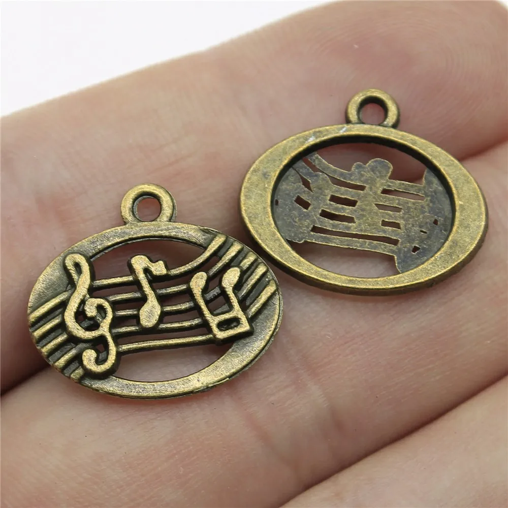 40pcs 20x17mm(0.79x0.67inch) 2 Colors Antique Bronze Color Antique Silver Color Musical Notes Charms Pendants