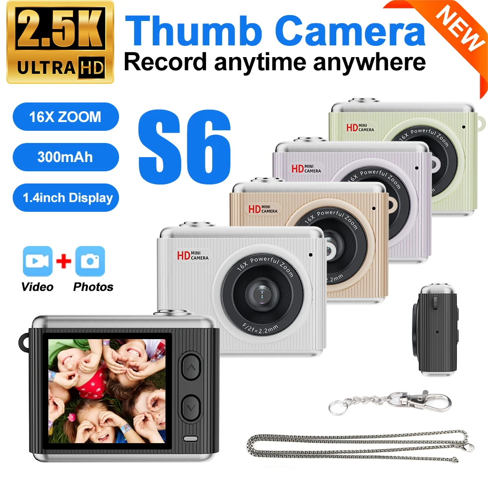 S6 Mini Keychain Camera 1.4inch Screen Thumb Cam Very Small Camcorder Video Recorder For Children's Gifts 2026 NEW