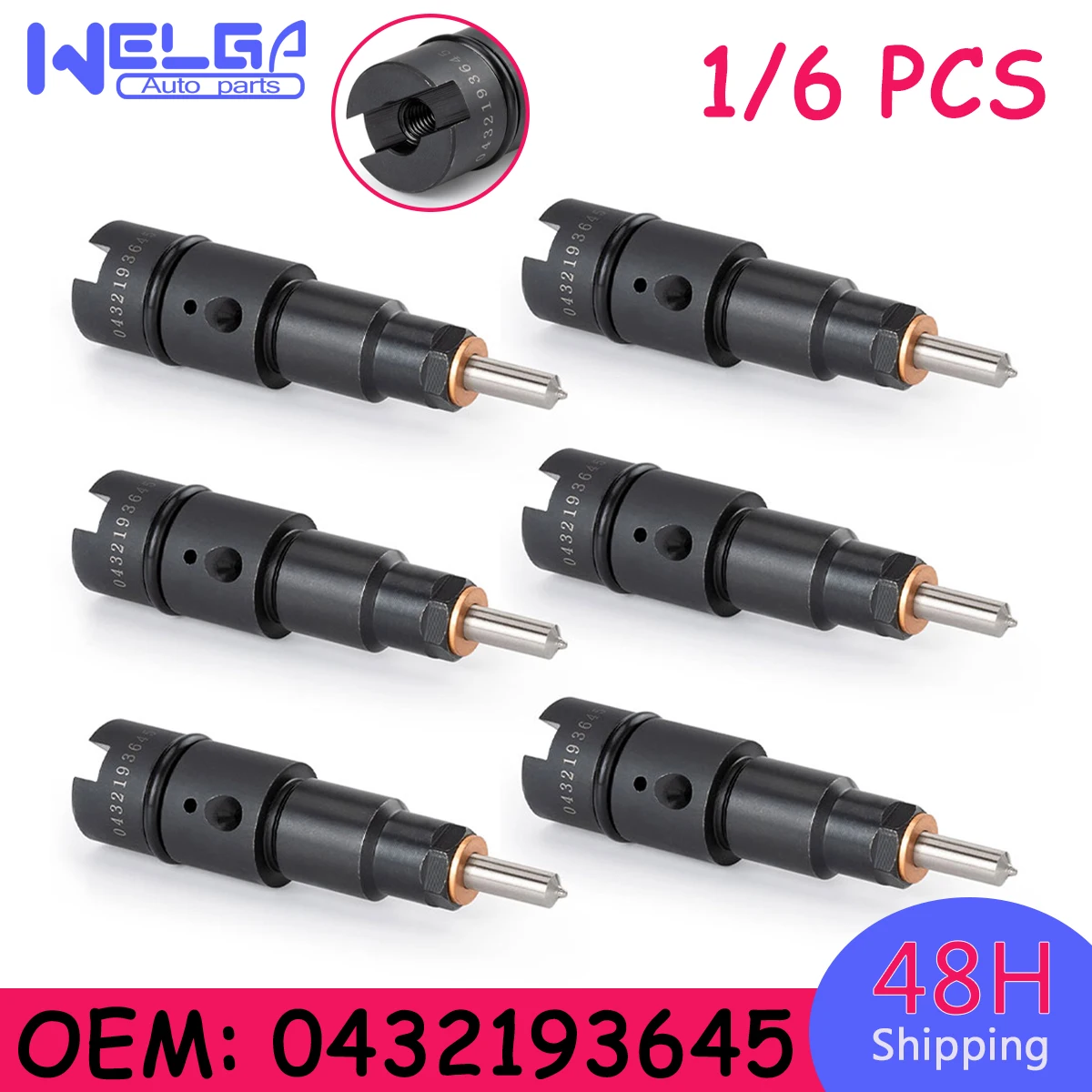 

1/6PCS Fuel Injectors For ISB 5.9L Diesel New Fuel Nozzle 0432193645 3944200 0432193645-825 0432-193-645 Replacment Repair Kit