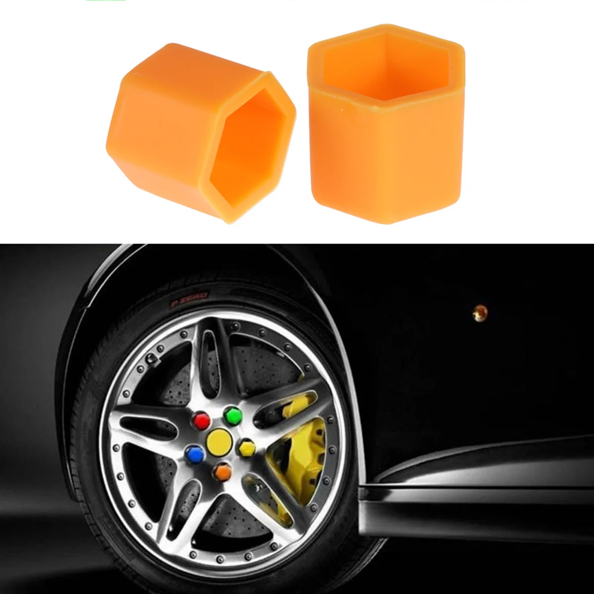 

20pcs Silicone Wheel Lug Nut Covers 17Mm Tough Rub Resistant Bolt Protectors For Car Wheels Corrosion Protection Orange