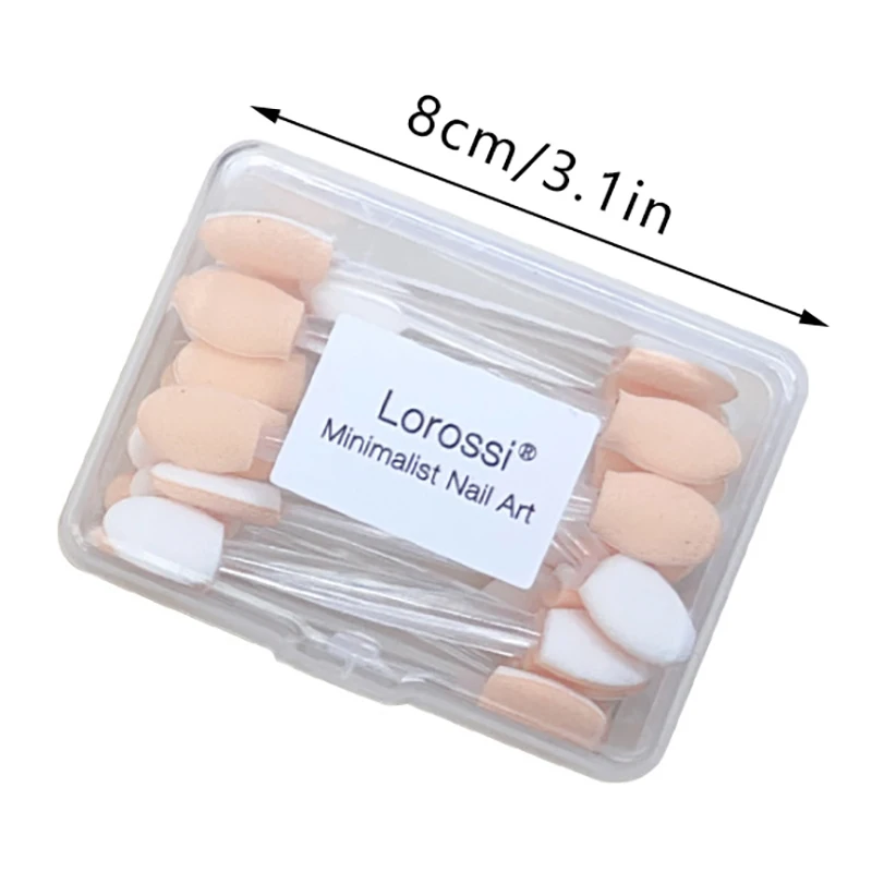 20 pçs dupla face aplicadores de esponja de sombra descartável holográfico cromo espelho prego pó escova ferramentas da arte do prego