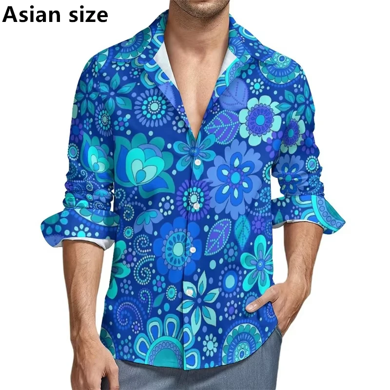 

3D Printed Retro Floral Pattern Long Sleeve Shirt Men Women Fashion Street Wear Tops Summer Autumn Top Y2k Men Clothing Harajuku