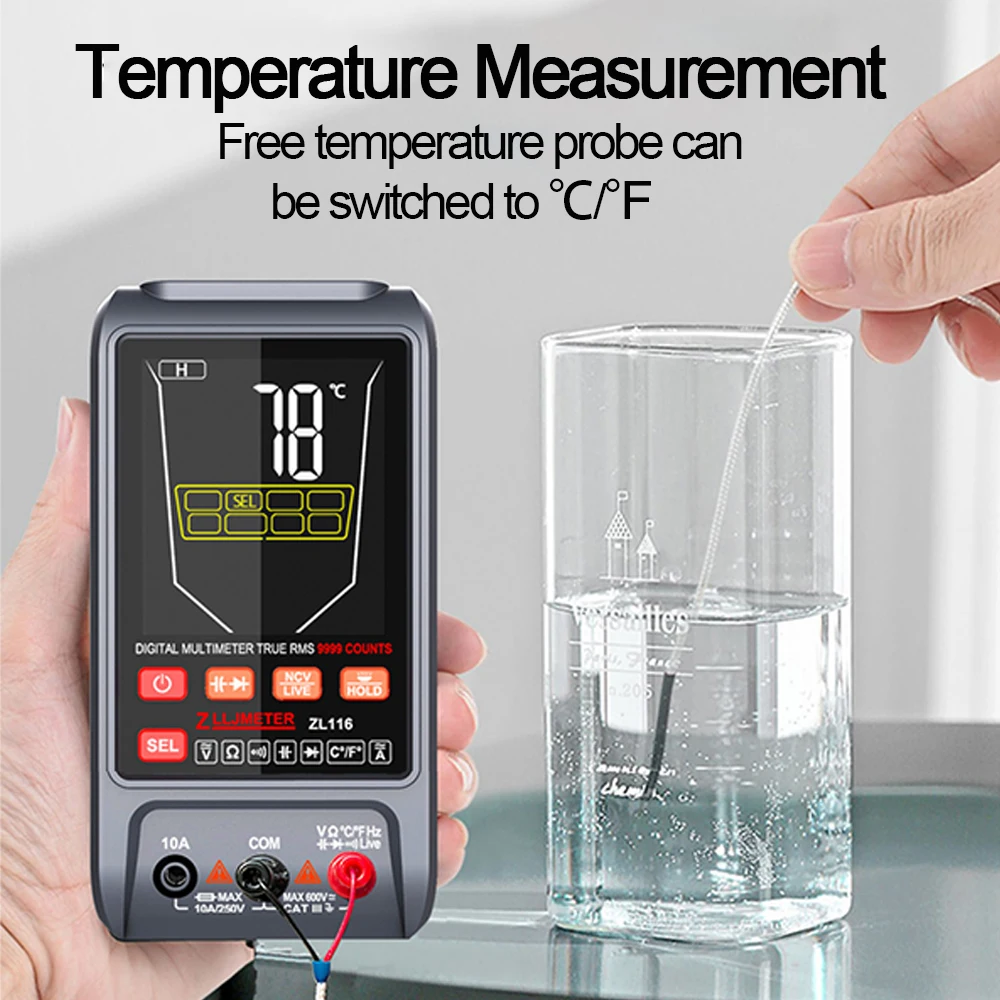 Nieuwe 9999 Telt Smart Multimeter Dc Ac Stroom Spanning Multimetro Digitale Profesional True Rms Capaciteit Temp Ncv Ohm Tester