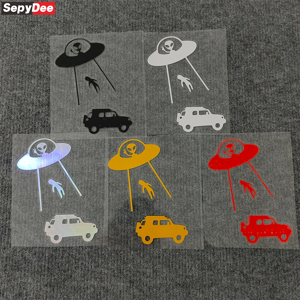 

Car Window Bumper Trunk Alien UFO Cartoon Stickers Reflective Vinyl Personality Creativity Graphics Decals For Toyota FJ Cruiser