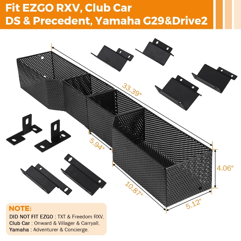 For EZGO RXV Club Car DS Precedent YAMAHA G29 & Drive2 Golf Cart Storage Basket with Cover Split Foldable Storage Basket