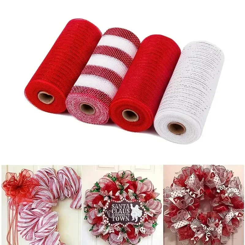 Christmas Decor Mesh Ribbon Bow Wreath Garland Christmas Tree Decorations Ribbon Home Decor Navidad Noel NewYear Gifts Packaging