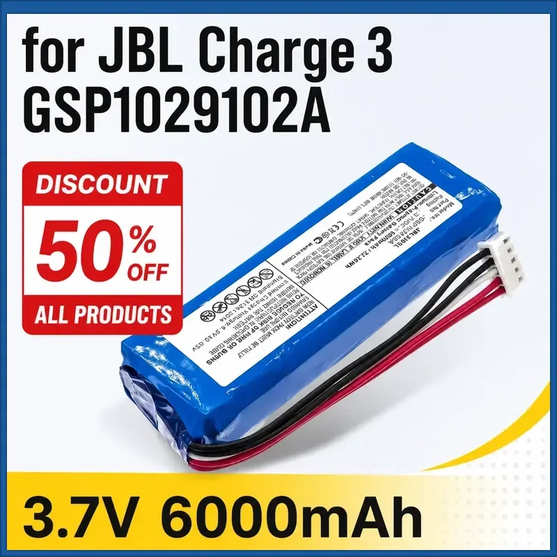 3.7V 6000mAh Battery for JBL Charge 3 GSP1029102A For Charge3 Stealth Edition Batteria High Qualty