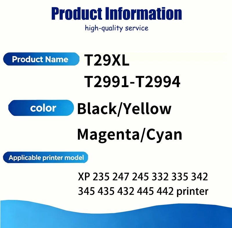 E2991-2994 T29XL T2991 T2992 T2993 T2994 Ink Cartridge Compatible for Epson XP-235 XP-245 XP-247 XP-332 XP-432 XP-435 XP-442