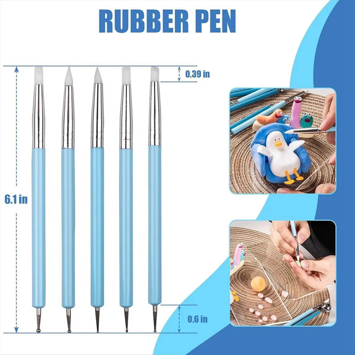 AB45 9PCS Dotting Tools, Silicone Clay Sculpting Tool, Ceramic Clay Ball Stylus Dot Painting Tools, Pottery Embossing Tool