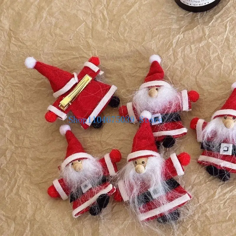 5asd Christmas Tree Flat Clip Hairpin Barrette Santa for Bunches Girl Headwear