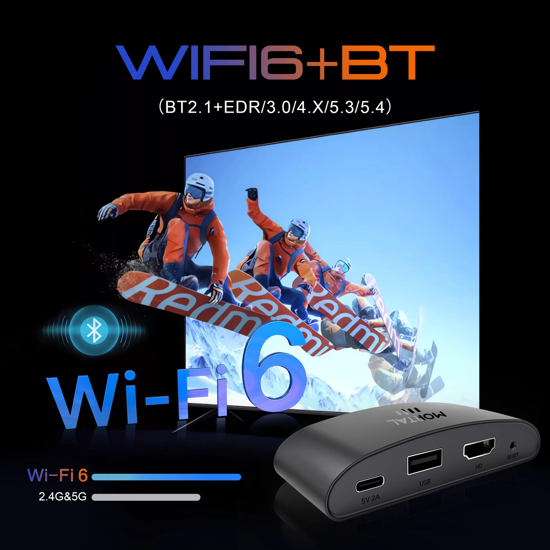 Mortal R1 Ultr Android 14.0 OS Smart TV Box H313 Streaming Media Player Bluetooth Google Assistant Dual Wifi 4K Set Top Box 3D