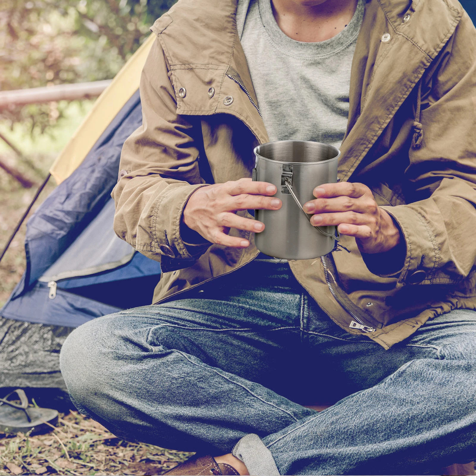 

Outdoor Stainless Steel Mug Round Edges Easy to Clean Great Companion for Picnic Stainless Steel Camping Cup Outdoor Coffee Cup